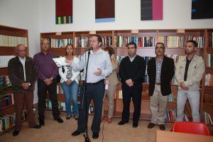 Javier Caídas durante la inauguración de la Biblioteca Municipal de Playa Blanca.