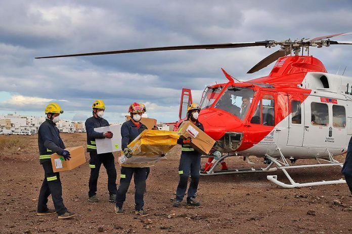Llegada material helicóptero