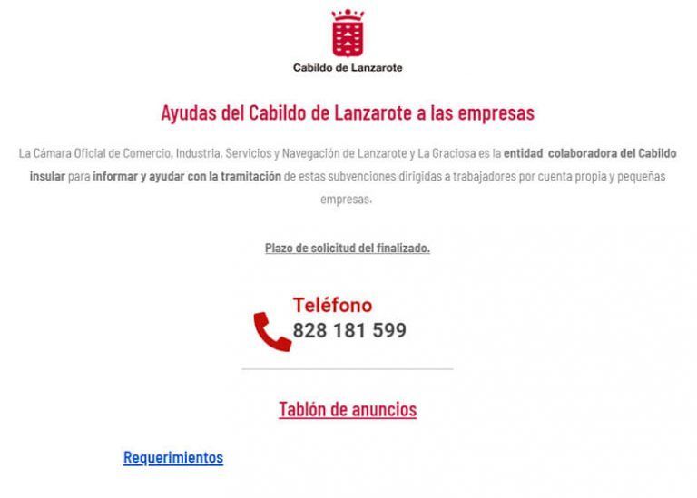 Ayudas Cabildo de Lanzarote Covid19