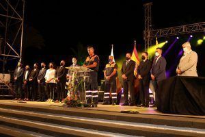 Ildefonso Noda, jefe de la agrupación sureña, durante su discurso de agradecimiento
