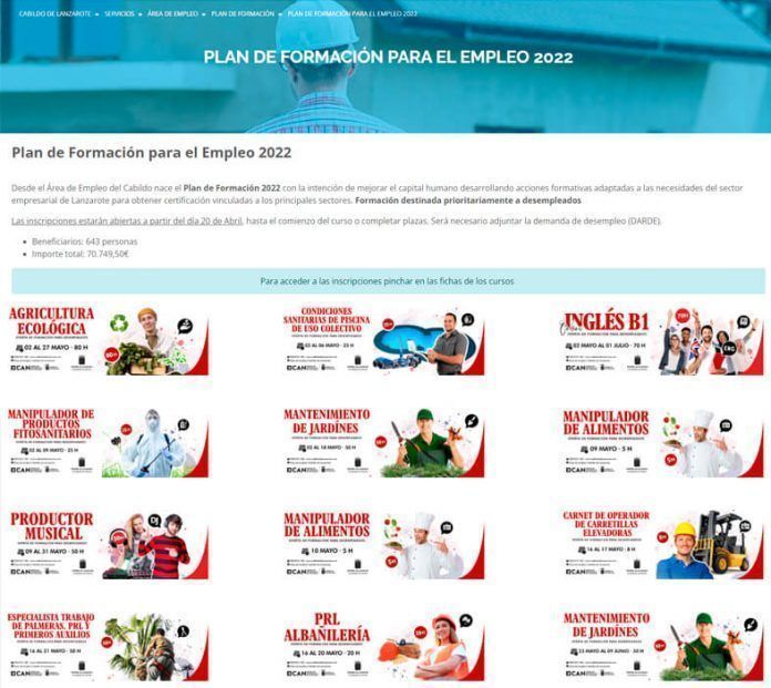 Noticias Lanzarote | El Plan de Formación para el Empleo 2022 ofrece más de una treintena de cursos gratuitos