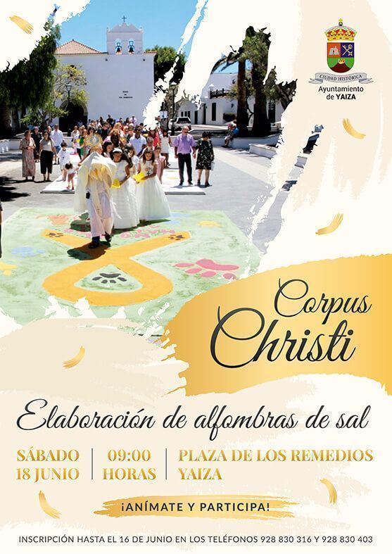 Elaboración de alfombras de sal por Corpus Christi