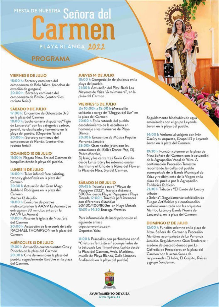 Cartel Fiestas del Carmen Fiestas del Carmen en Playa Blanca programa