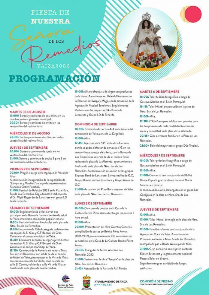 Cartel Fiestas de Los Remedios Yaiza 2022 Programa de las Fiestas de Los Remedios en Yaiza 2022