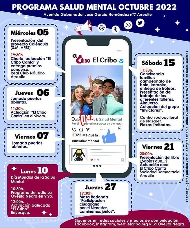 Noticias Lanzarote | El Cribo celebra el Día Mundial de la Salud Mental y su 30 aniversario con actividades del 5 al 27 de octubre