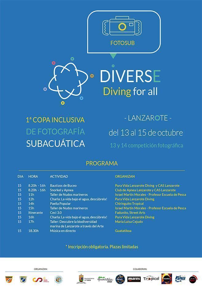 Cartel y programa 1ª Copa Inclusiva de Fotografía Subacuática Diverse