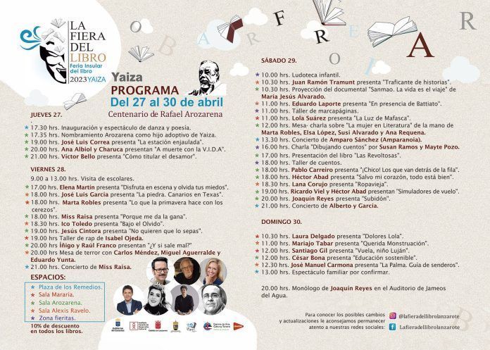 Programa Feria Insular del libro Yaiza 2023