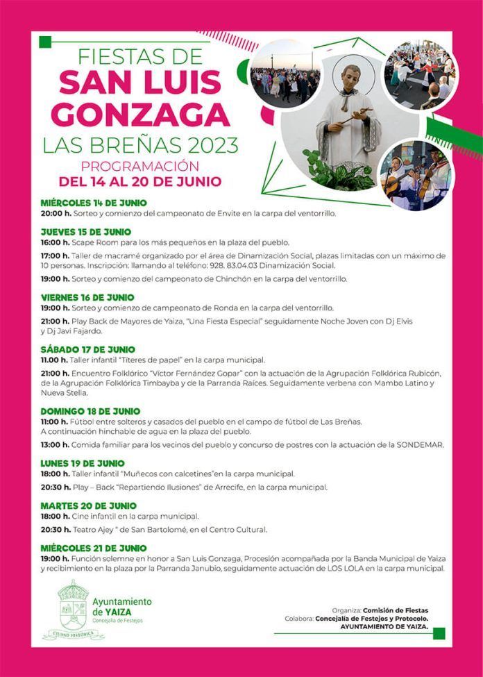 Noticias Yaiza | Esta tarde arrancan las fiestas de San Luis Gonzaga en Las Breñas