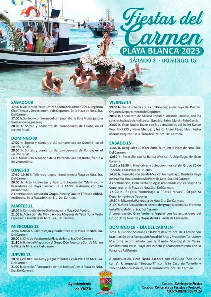 Programa de Fiestas del Carmen Playa Blanca 2023