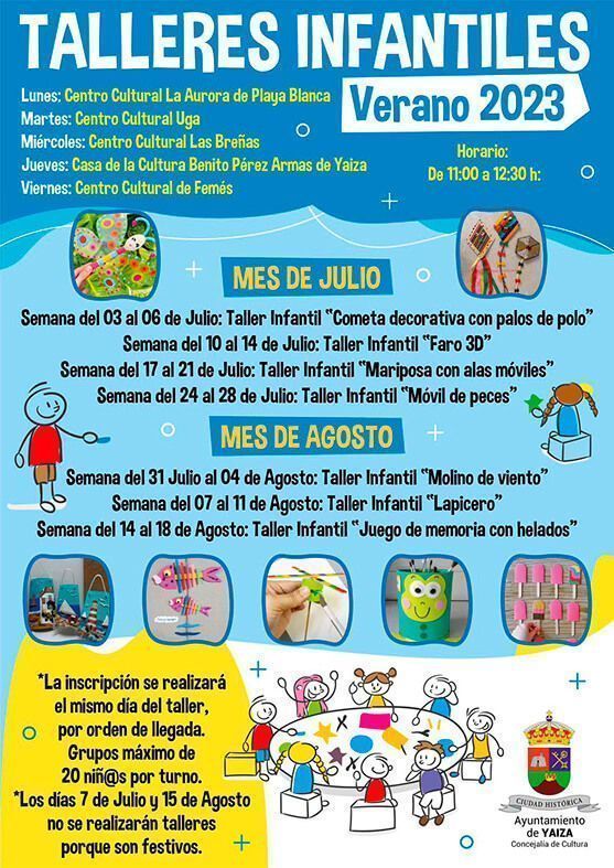 Noticias Yaiza | Yaiza programa talleres infantiles para el verano en los Centros Culturales