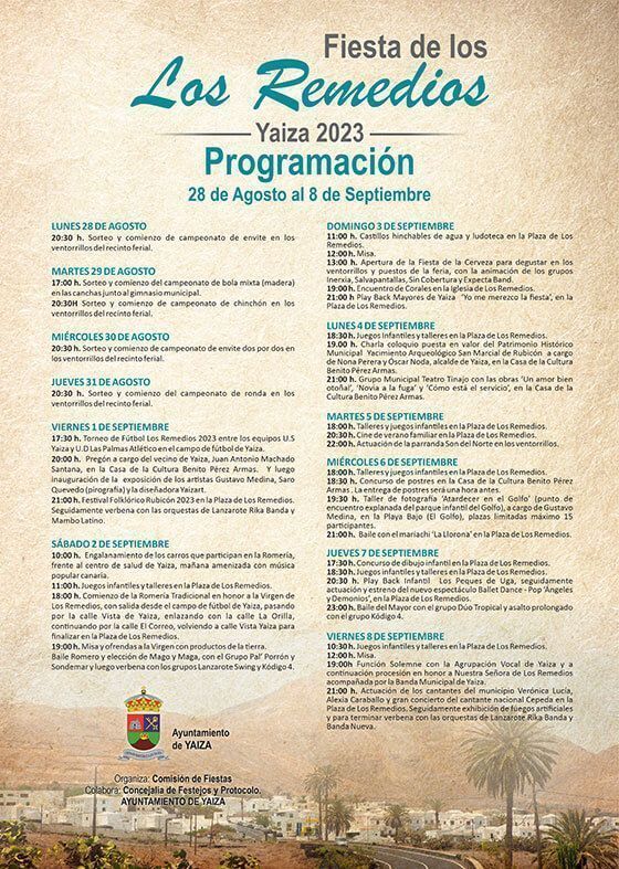 Noticias Yaiza | Cartel programa de Fiestas Los Remedios Yaiza 2023
