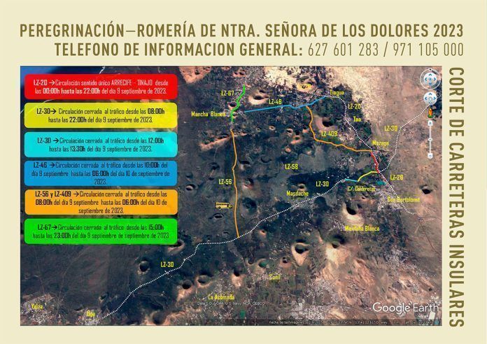 Noticias Lanzarote | El Cabildo informa de los cortes de carreteras con motivo de la celebración de la Romería de Los Dolores