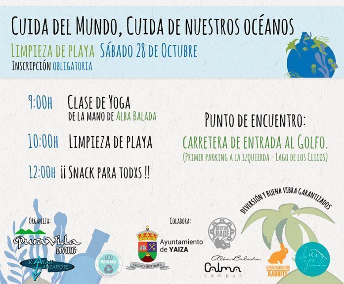 Noticias Yaiza | Limpieza voluntaria de playa este sábado 28 de octubre en El Golfo