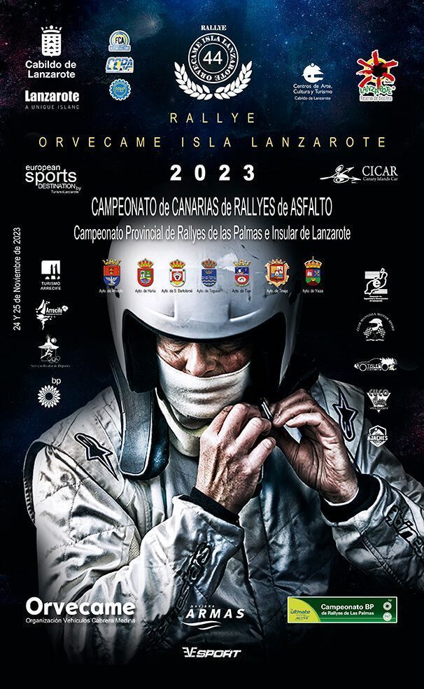 Cartel XLIV Rallye Orvecame-Isla de Lanzarote Noticias Lanzarote | 59 equipos disputarán en Lanzarote el final de temporada de rallys 2023
