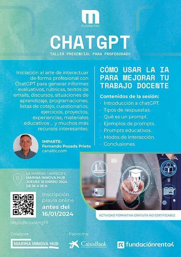 ChatGPT Cómo usar la IA para mejorar tu trabajo docente Noticias Lanzarote | Descubre el potencial de la IA en la educación: taller gratuito para docentes en Marina Innova Hub