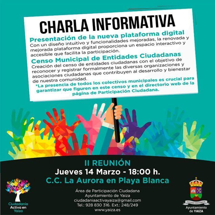 Charla informativa de Participación Ciudadana Noticias Yaiza | Yaiza invita a los colectivos a un nuevo encuentro informativo para ampliar la participación ciudadana