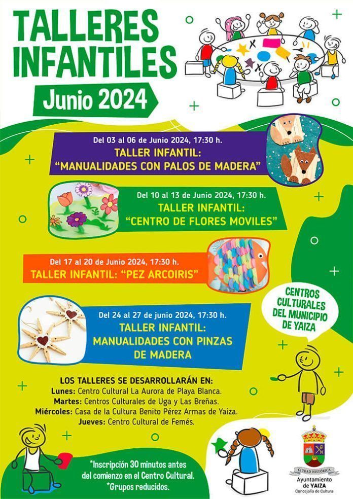 Talleres Infantiles municipales Junio 2024 Talleres Infantiles en centros socioculturales de Yaiza Junio 2024