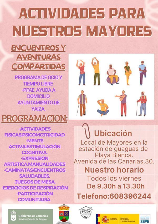 Cartel - Actividades - Mayores de Yaiza - Playa Blanca Actividades para Mayores de Yaiza en Playa Blanca