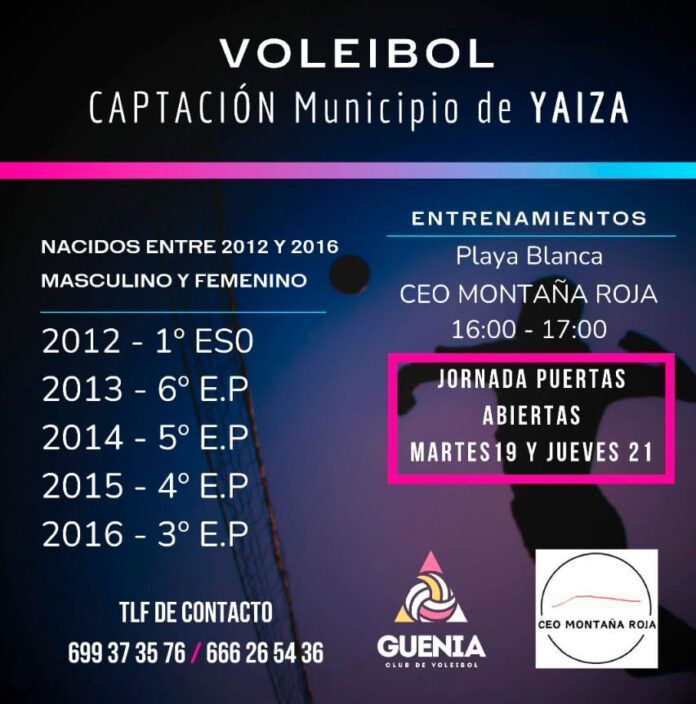 Jornada de Puertas Abiertas de Voleibol Noticias Playa Blanca | El Club de Voleibol Guenia Lanzarote invita a niños y jóvenes a una jornada de puertas abiertas esta tarde en el CEO Playa Blanca