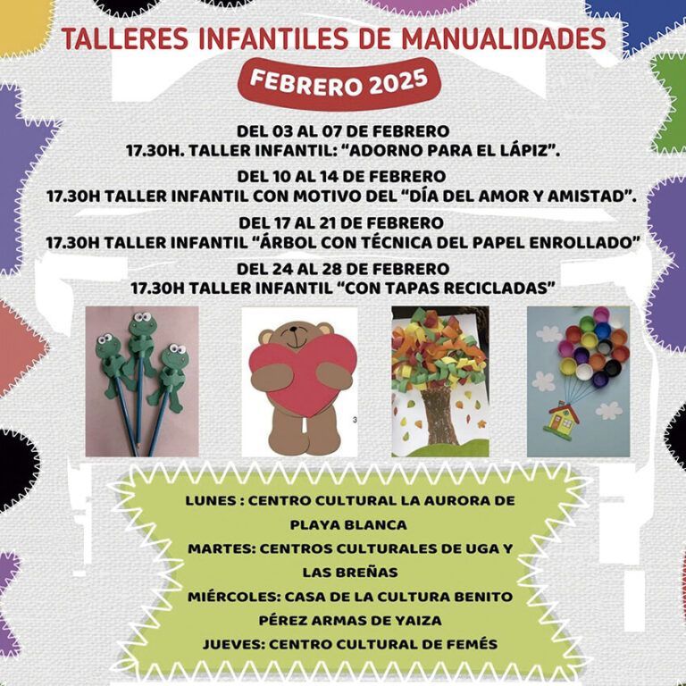 Noticias Yaiza | Los centros socioculturales de Yaiza acogen talleres infantiles durante el mes de febrero