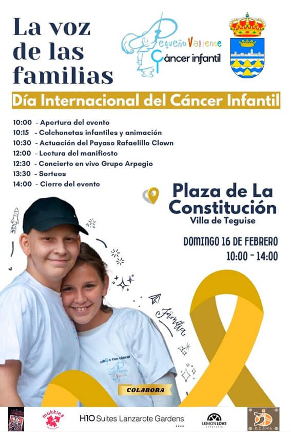 Noticias | La Fundación Canaria Pequeño Valiente conmemora el Día Internacional del Cáncer Infantil con evento este en Teguise