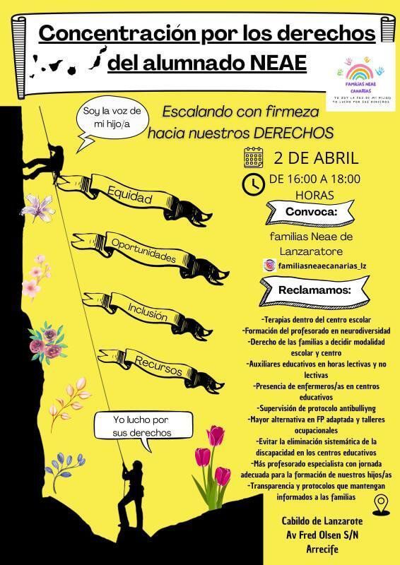 Noticias Yaiza | Las familias NEAE Lanzarote convocan una concentración para el próximo 2 de abril