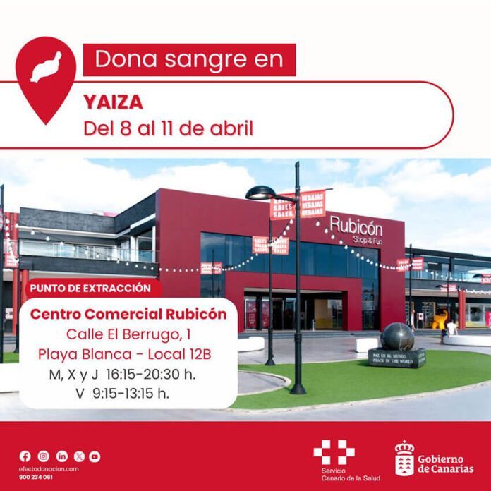 Noticias Playa Blanca | La unidad móvil para donación de sangre del ICHH está en el Rubicón Shop & Fun hasta este viernes 11 de abril