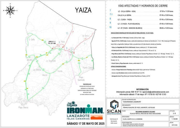 Noticias Yaiza | El Cabildo de informa de los cortes de vías durante la celebración del Ironman