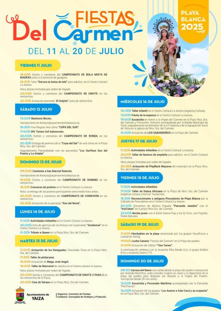 Noticias Playa Blanca | Playa Blanca da la bienvenida a sus Fiestas del Carmen este viernes 11 de julio
