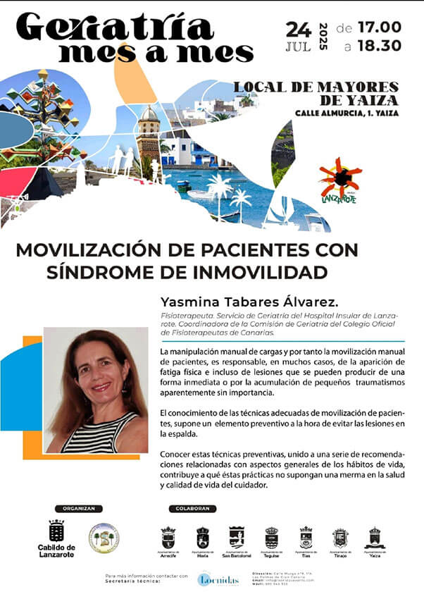 Noticias Yaiza | Un nuevo encuentro de “Geriatría mes a mes” abordará en Yaiza la correcta movilización de pacientes para evitar lesiones