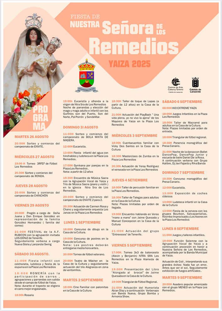 Programación Fiestas Los Remedios - Yaiza 2025
