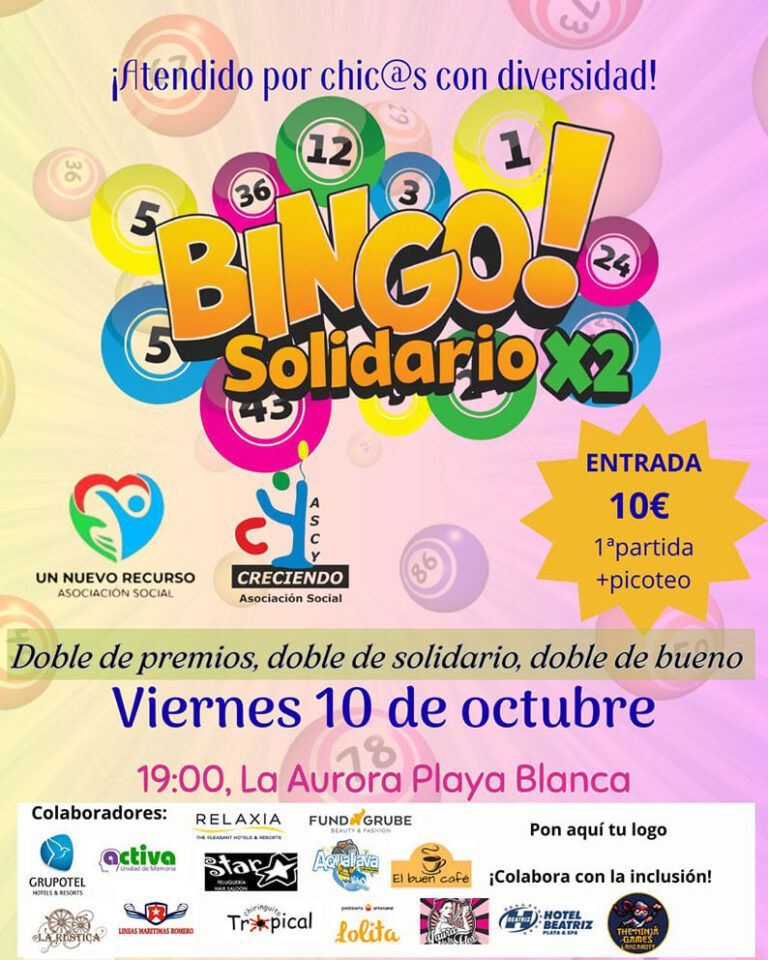 Noticias Playa Blanca | El bingo más solidario e inclusivo del año se juega el próximo 10 de octubre en Playa Blanca