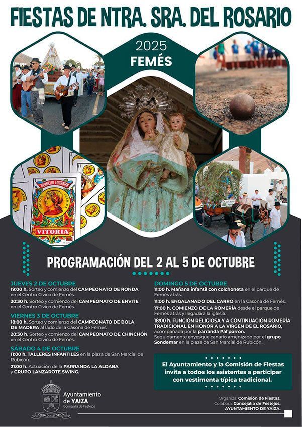 Noticias Yaiza | Femés muestra su devoción a la Virgen del Rosario del 2 al 5 de octubre