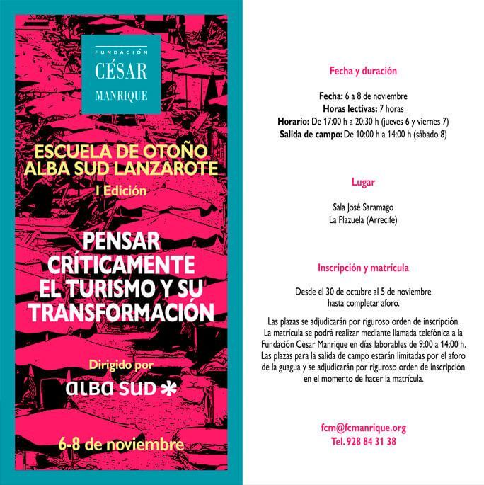 Noticias | La FCM organiza la I Escuela de Otoño Alba Sud en Lanzarote, dedicada a reflexionar sobre el turismo y su transformación