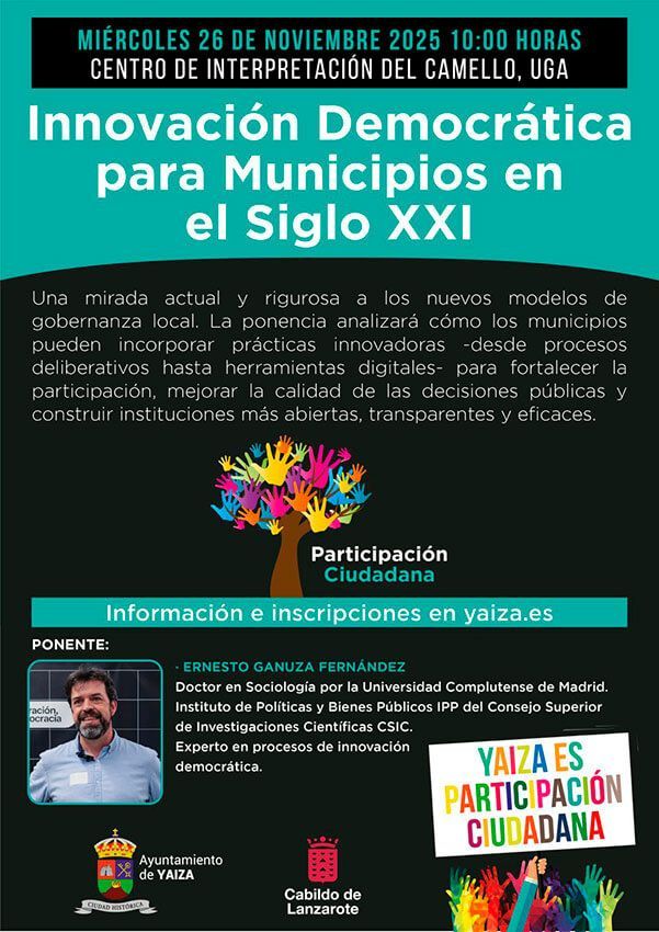 Noticias Yaiza | Yaiza invita a una conferencia sobre innovación democrática para municipios