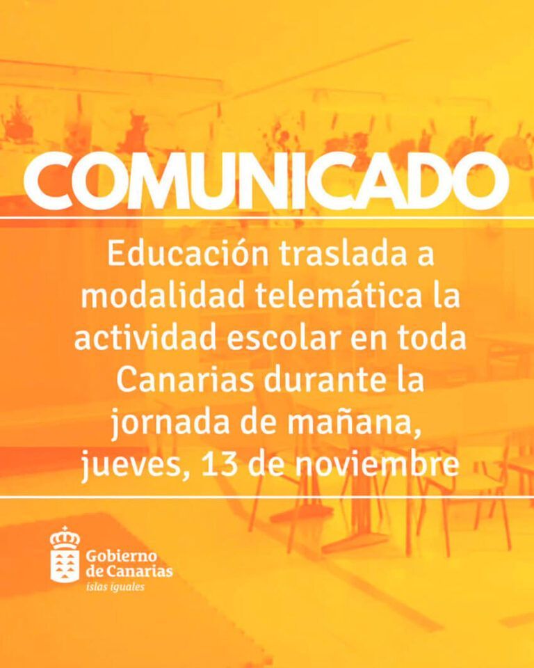 Noticias | Educación suspende la actividad lectiva en toda Canarias para mañana jueves 13 de noviembre