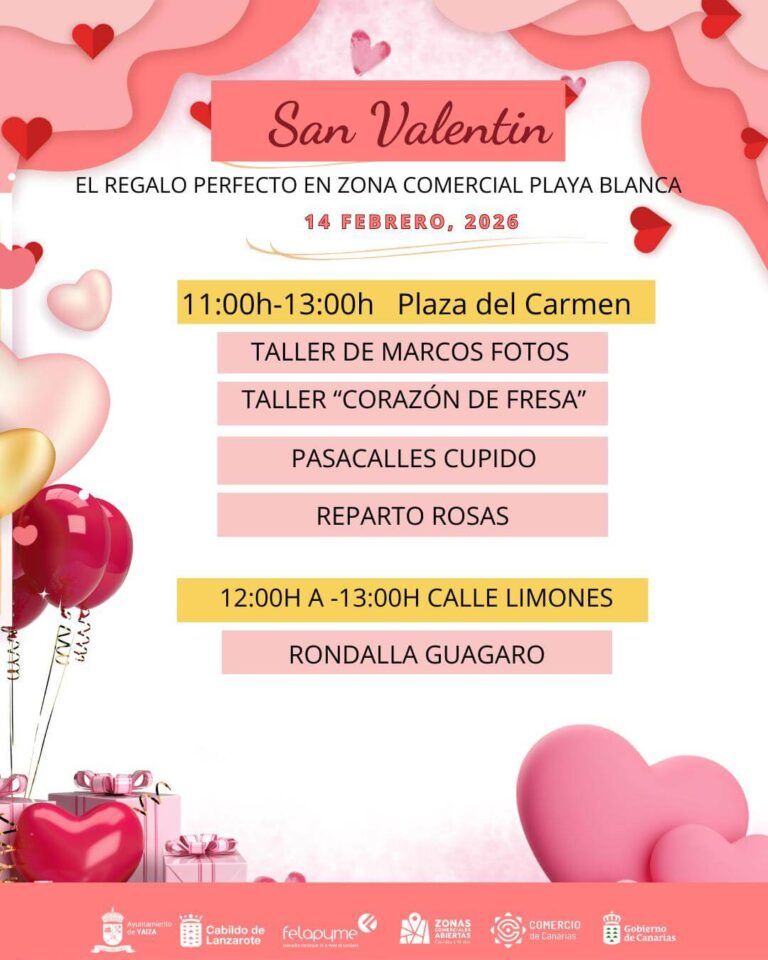 Noticias Yaiza | Las zonas comerciales de Playa Blanca y Arrecife acogen este sábado actividades lúdicas por San Valentín