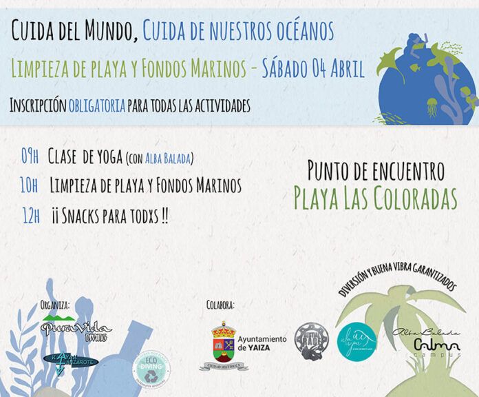 Limpieza de playa y fondo marino el 4 de abril en la Playa de Las Coloradas