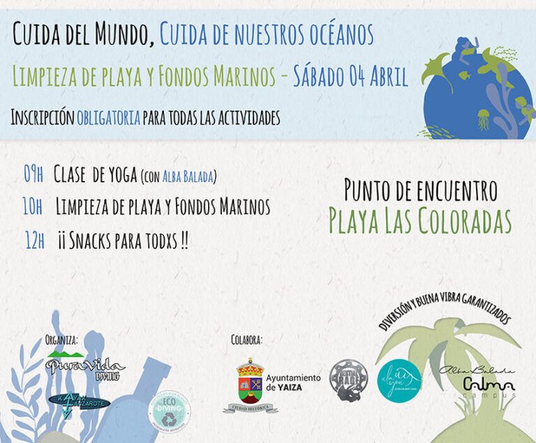 Limpieza de playa y fondo marino el 4 de abril en la Playa de Las Coloradas