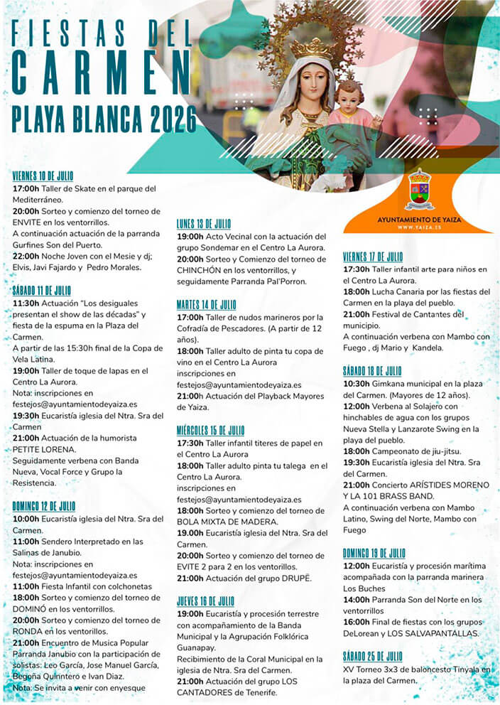 Playa Blanca se viste de fiesta desde este viernes para honrar a su Virgen del Carmen