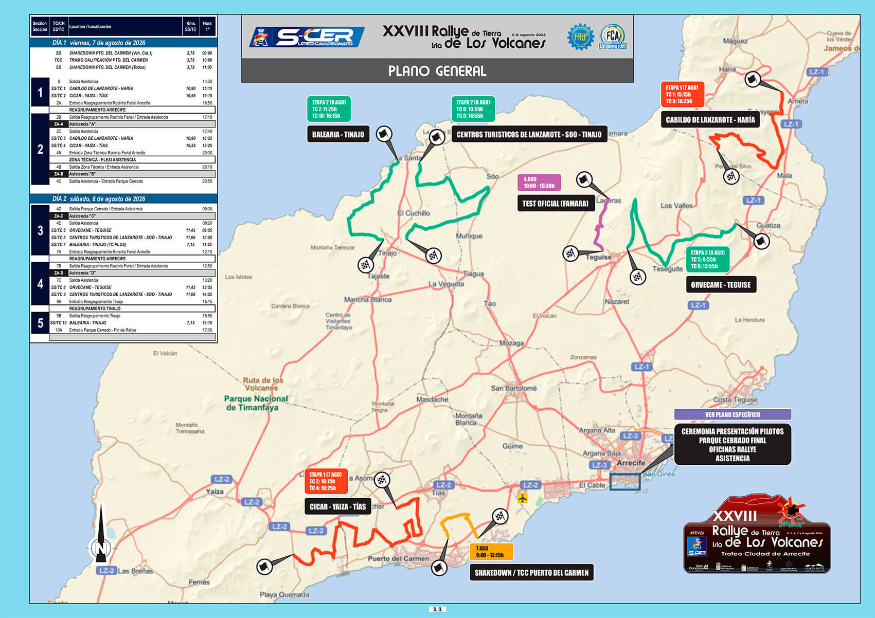 Plano General Rallye Isla de los Volcanes-Ciudad de Arrecife