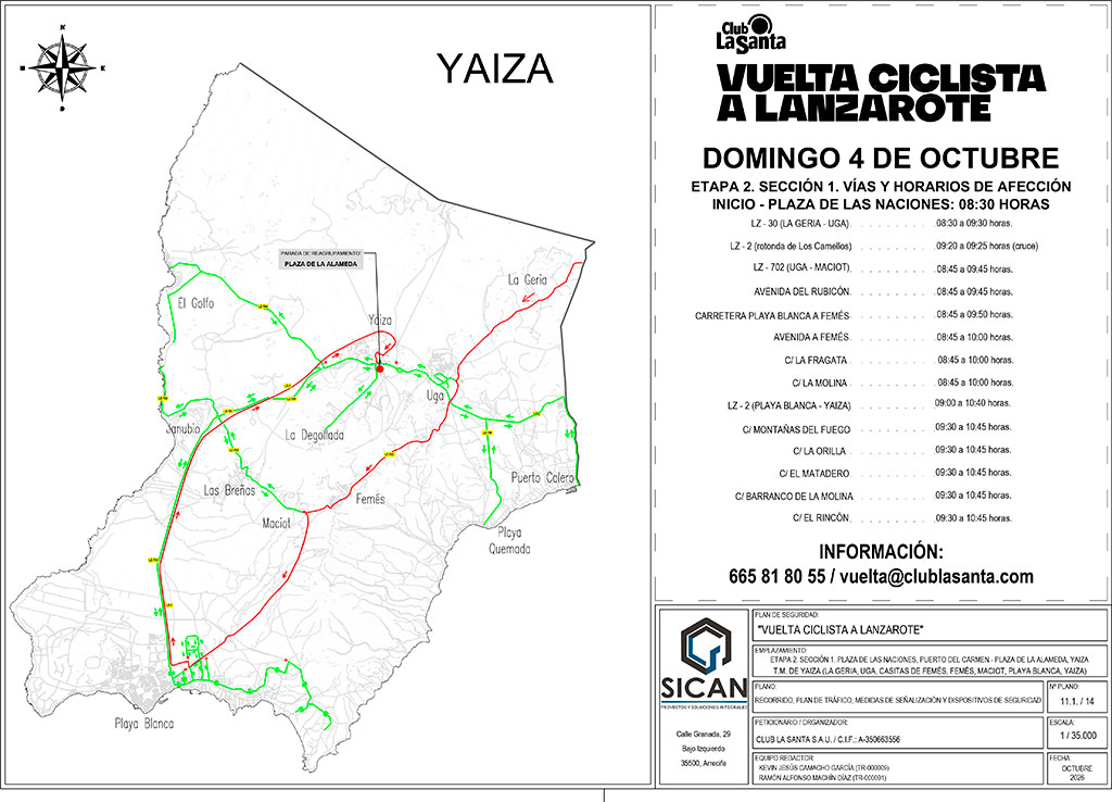 Mapa Etapa 2 (domingo) YAIZA - III Vuelta Ciclista a Lanzarote