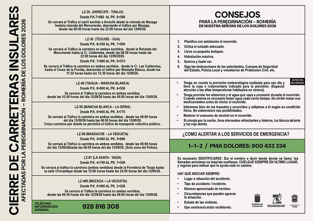 Noticias | Cortes de carreteras durante la peregrinación a Los Dolores
