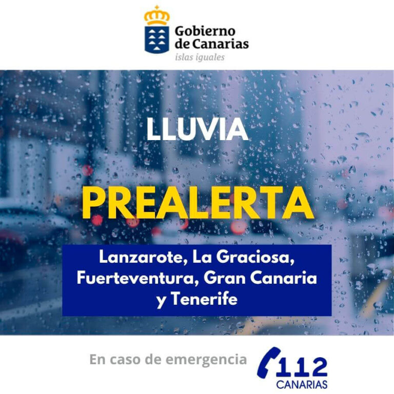 Noticias | Declarada la prealerta por lluvia en Lanzarote, La Graciosa, Fuerteventura, Gran Canaria y Tenerife